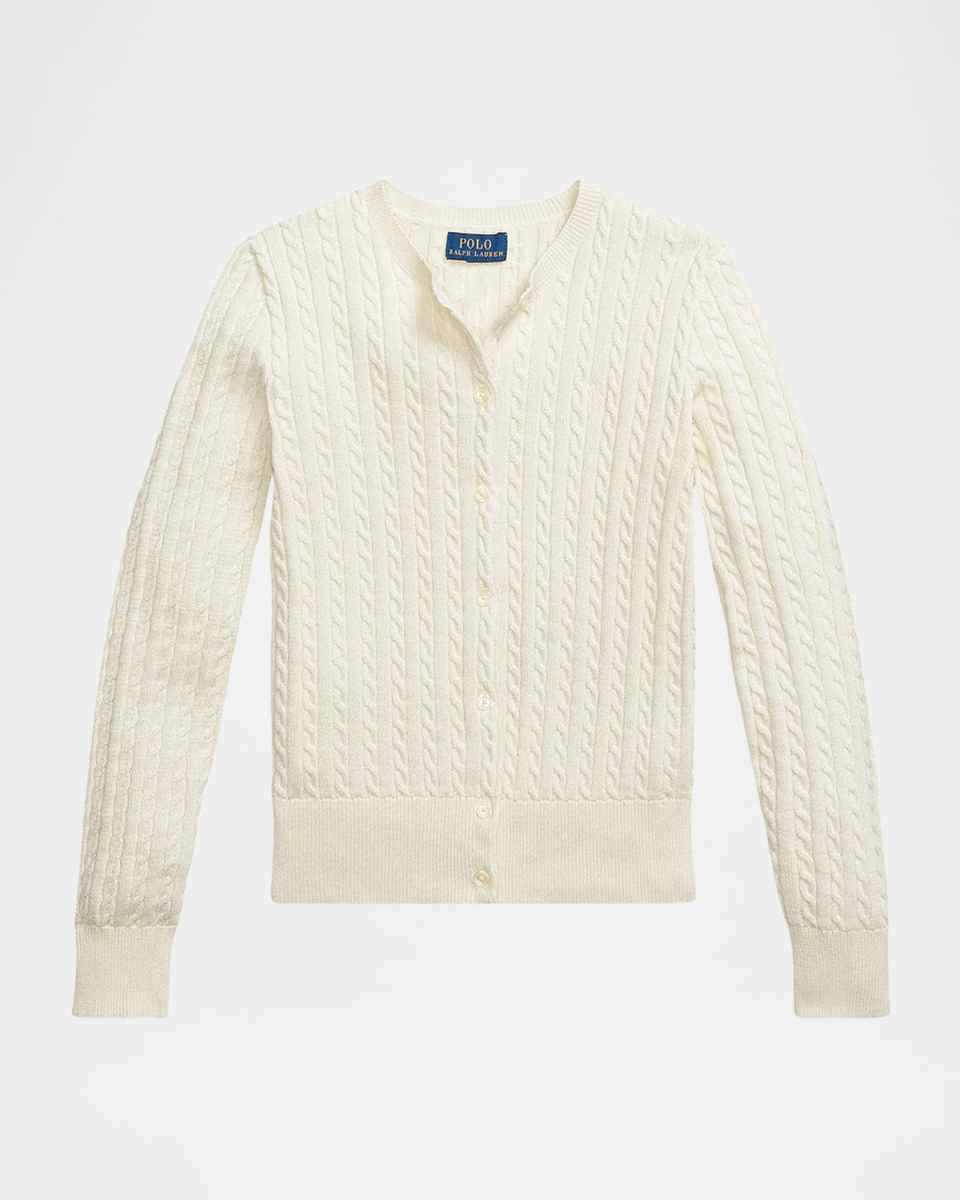 Girl's Metallic Mini-Cable Cardigan, Size S-XL